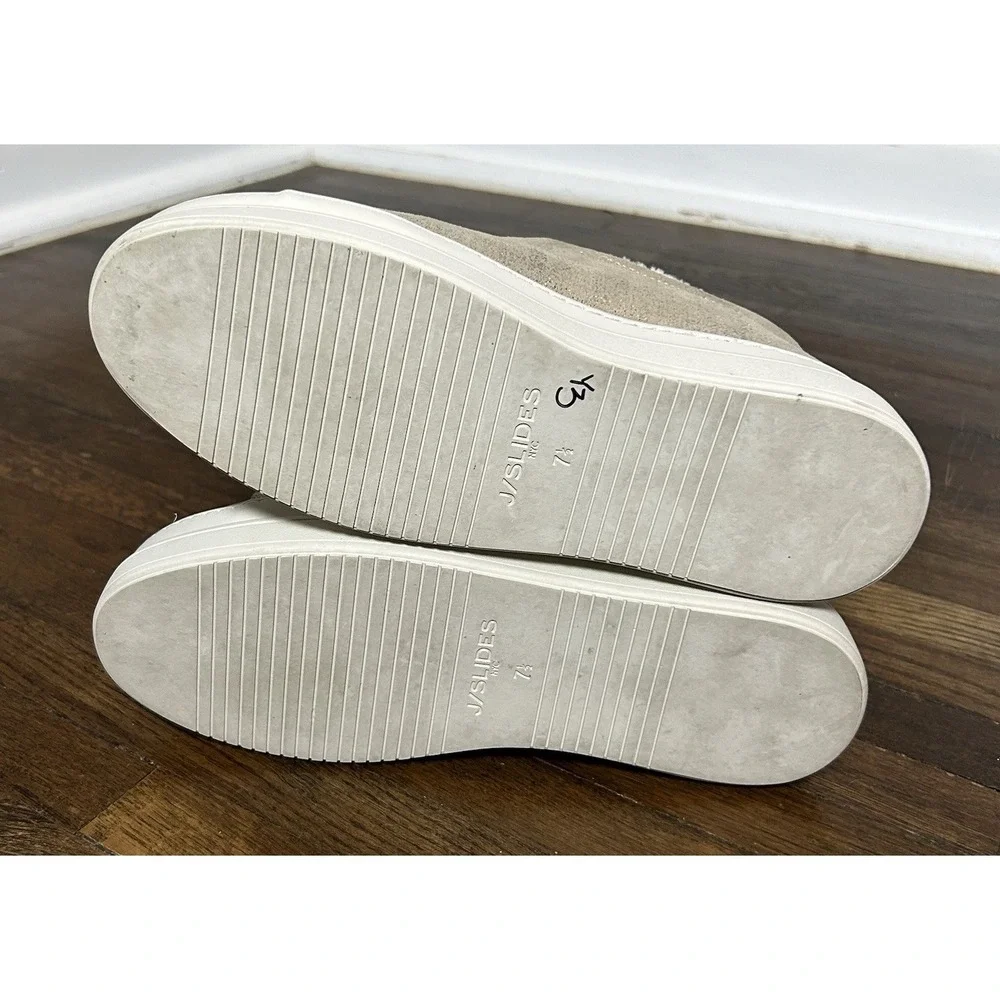Women's‎ Platform J Slides Nada Gold Metallic Slip On Sherpa Lining Size 7.5